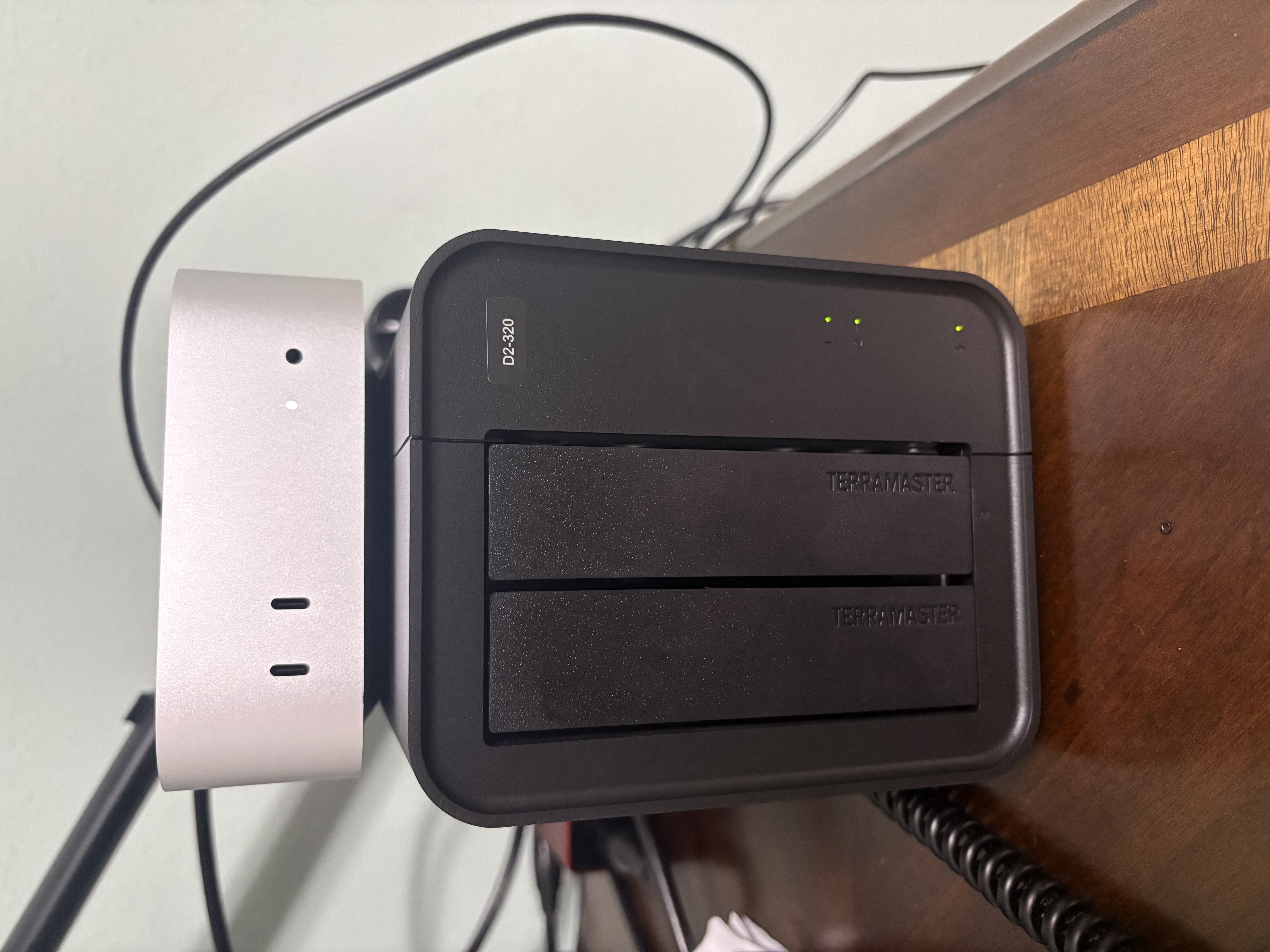 TerraMaster D2-320 NAS enclosure with Mac Mini sitting on top